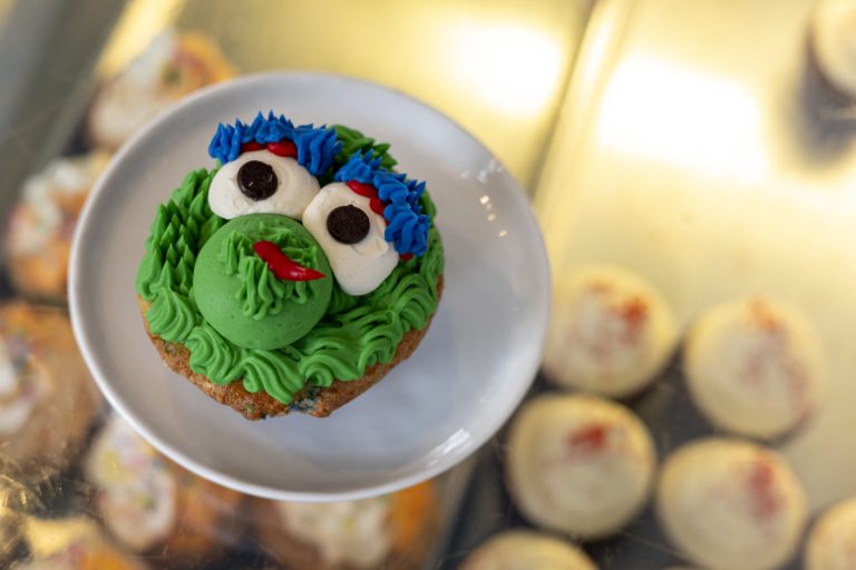 A Phillie Phanatic cupcake