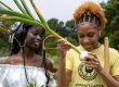 Hawa Kamara and Ain Dantzler, youth workers at Bartram's Garden, Sankofa Community Farm. Photo by Azella Gardens