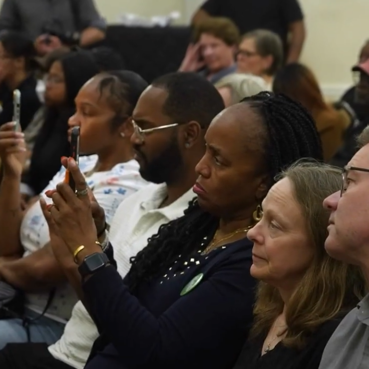 A photo of the audience from a candidate forum at Center in the Park in Germantown.