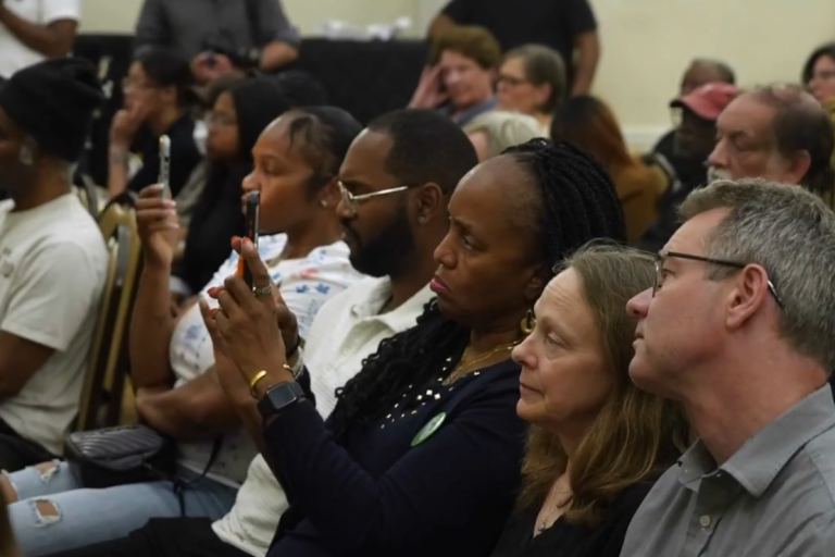A photo of the audience from a candidate forum at Center in the Park in Germantown.