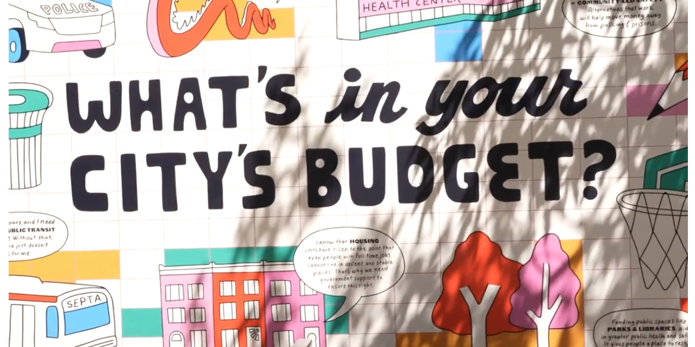 A graphic created by the People's Budget Office as featured in "Philly Unpacked" that says "What's in your city's budget?"