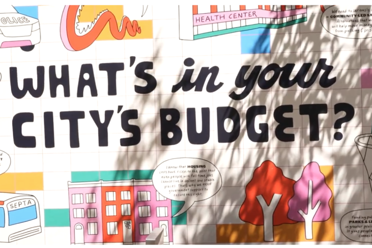 A graphic created by the People's Budget Office as featured in "Philly Unpacked" that says "What's in your city's budget?"