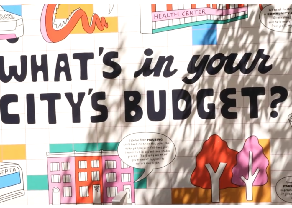 A graphic created by the People's Budget Office as featured in "Philly Unpacked" that says "What's in your city's budget?"