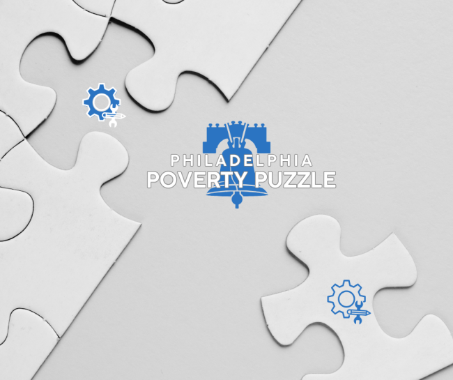A graphic for the series Philadelphia Poverty Puzzle that shows a piece removed from a puzzle.