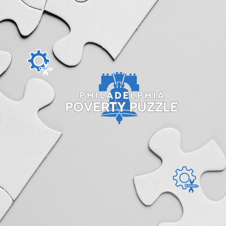 A graphic for the series Philadelphia Poverty Puzzle that shows a piece removed from a puzzle.