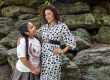 Pamela Plata, director and founder of Folkloric Dance Tonantzin, and her daughter Nicole standing at the Philadelphia Museum of Art.
